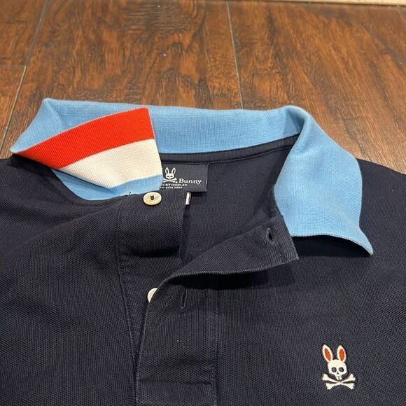 Psycho Bunny Navy Polo shirts
Size XXL navy with light blue collar EUC - Picture 3 of 8
